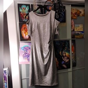 DONATED 🫂 Silver Cold Shoulder Bodycon R&M Richards Petite Dress